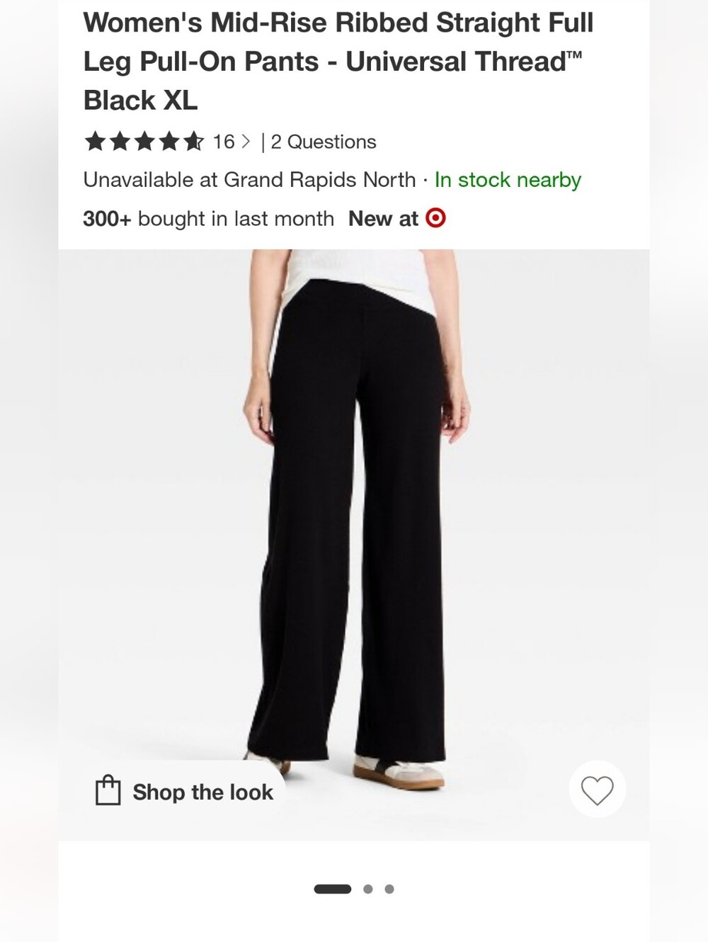 Universal Thread Black Ribbed Wide-Leg Pull-On Pants